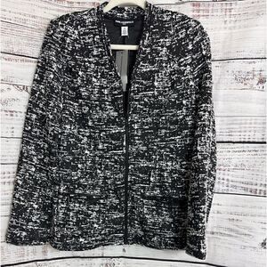 Karl Lagerfeld Paris Jacket Womens Size Medium Full Zip Tweed light Preppy New